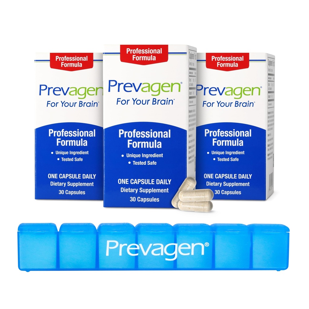 Prevagen Professional Formula - 90 Capsules (3 Month Supply) | Formulated for Your Brain | 40mg of Apoaequorin Plus Vitamin D3 with 7-Day Pill Minder