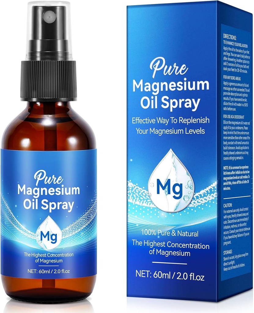 Generieke Magnesium Oil Spray, Pure Magnesium Oil Spray voor voeten, voeden huid en bevorderen slaap, Topical Magnesium Oil 2 Fl.Oz