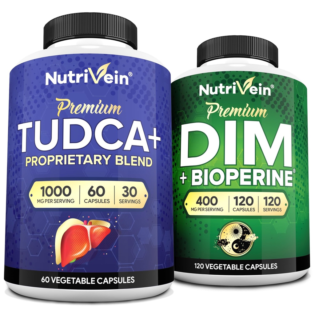 Nutrivein Premium TUDCA en DIM Supplement Bundle: High-Absorptie TUDCA Supplement en DIM voor Detox, Balance en Well-Being