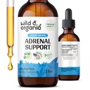 Wild & Organic Adrenal Support Tinture for Positive Outlook - Adrenal Complex with Ashwagandha, Rhodiola Rosea Root - 1-maand Supply - Vegan, No Sugar & Alcohol - 2 fl oz