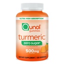 Qunol Zero Sugar Kurkuma Gummies, Gummy met 500mg Kurkuma Curcumin, Joint Support Supplement, Ultra High Absorptie Tumeric Curcumin, Vegetarisch, Glutenvrij, 120 Tellen