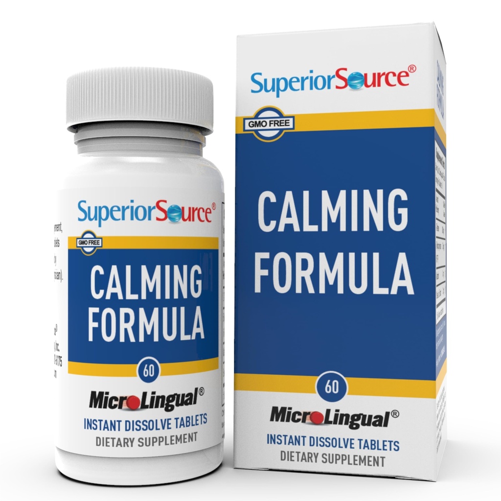 Superieure bron Calming Formula, L-Theanine, Melatonine, Onder de tong Quick Solution MicroLingual Tablets, 60 Ct, 5-HTP voor verbeterde serotonine conversie, slaapondersteuning, niet-GMO