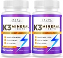 ZELSO (2 Pack K3 Mineraal gewichtsverlies pillen voor vrouwen en mannen, K3 Mineraal pillen - K3 Zout Mineraal, Vitamine + K3 Capsules supplement voor Keto gewichtsverlies - 2 maanden levering