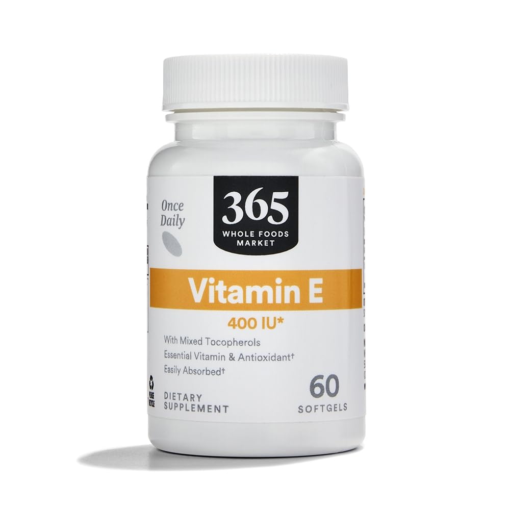 365 door Whole Foods Market, Vitamine E 400 IE met gemengde tocoferolen, 60 Tellen