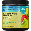 KEY NUTRIENTS Multivitamin Electrolytes Powder No Sugar - Juicy Strawberry Kiwi Electrolyte Powder - Endurance & Energy Supplement - Hydration Powder - No Calories - 90 Servings - Made in USA