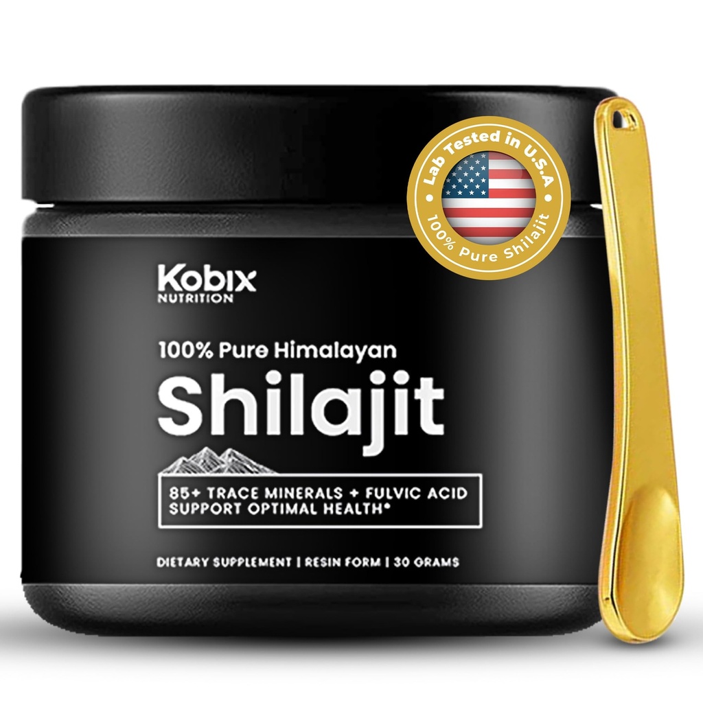 Kobix Pure Himalaya Shilajit Resin, High Nutritional Potency, 85+ Trace Minerals Humic & Fulvic Acid, Immune Support for Men and Women, 3rd Party US Lab Tested- 30g