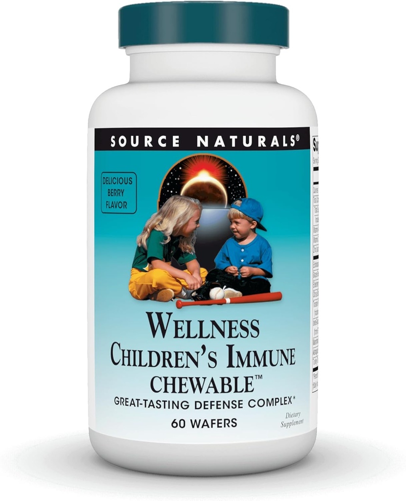 Bron Naturals Wellness Kinderimmune Kauwbaar, Great-Tasting Defense Complex, Berry Flavored* - 60 Wafers