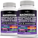 NIEUWE AGE Magnesium Supplement - Krachtige Glycinate Citrate Malate Oxide Taurate Aspartate Gluconate Orotate & Mag Chloride Mangaan Bone Strength, gezamenlijke ondersteuning 180 Tel.