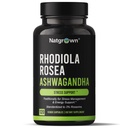 Natgrown Rhodiola Rosea met Ashwagandha Root Extract Capsules - Gestandaardiseerd tot 3% Rosavins en 1% Salidroside - 120 Tellen