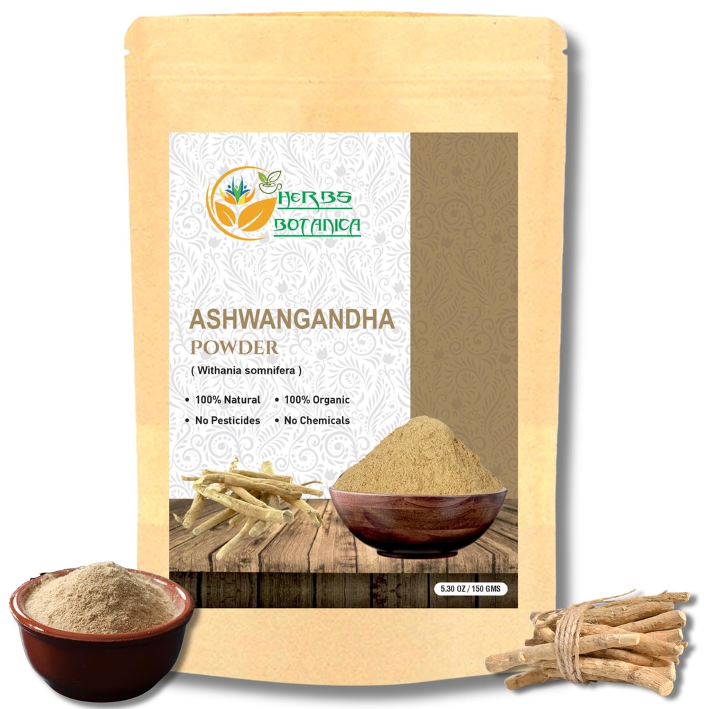 Kruiden Botanica Ashwagandha Wortelpoeder Withania Somnifera Poeder Ashwaganda Ayurvedic Kruidensupplement Ondersteuning en sterkte 5.3 oz