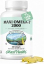 Omega 3-supplement - Omega-3 Visolie 2000mg - Natuurlijke bron van EPA & DHA - Hart, hersenen en gezamenlijke gezondheid - Kosjer Gecertificeerde Wild gevangen mariene vis - 200 Vegetarische Softgels door Maxi Health