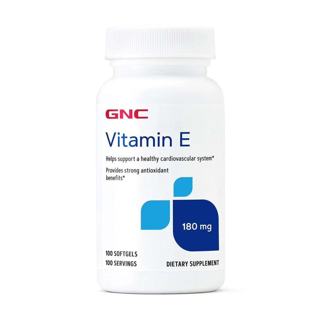 GNC Vitamine E 200mg Supplement, Ondersteunt een gezond cardiovasculair systeem, 100 porties