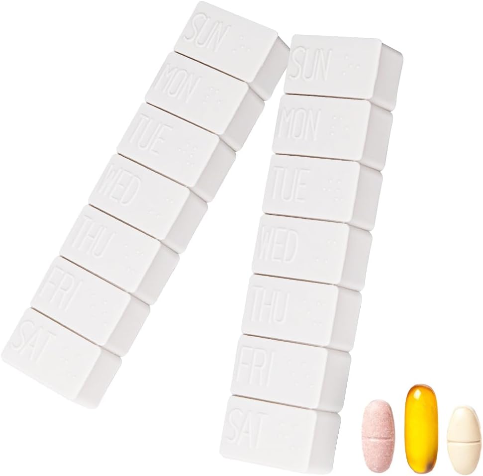 2Pack Weekly pil Organizer, Extra Large 7 Days pil koffers reizen dagelijks pil Box voor visolie, Calcium tabletten supplementen en andere vitamine pil