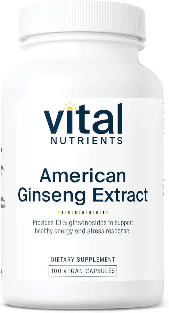Vitale voedingsstoffen - American Ginseng - Energy Support - Mentale en fysische duurzaamheid - 100 Vegetarische capsules per fles - 250 mg