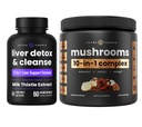 NutraChamps Lever Detox &amp; Mushroom Powder - Cognition, Detox & Immunity Bundle