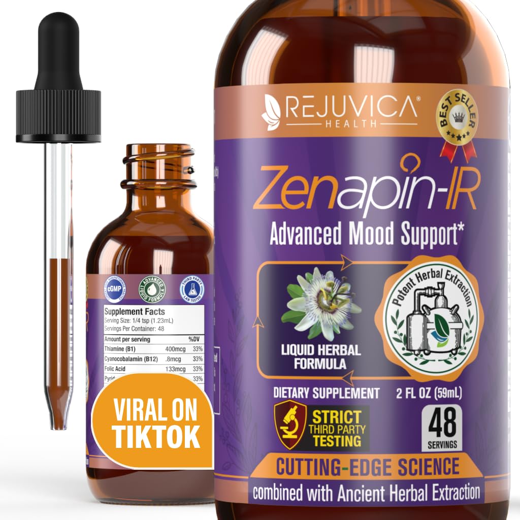 Rejuvica Health Zenapin IR - Advanced Mood Support Liquid Supplement - Kava Kava, Ashwagandha, Passiebloem, kamille, B-Vitamins & Meer