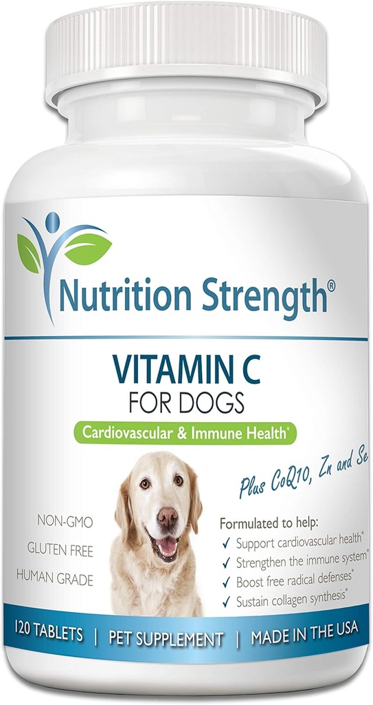 Vitamine C voor honden te ondersteunen cardiovasculaire gezondheid, helpen versterken van het immuunsysteem, Boost vrije radicale verdediging en Sustain Collagen Synthese, 120 kauwtabletten