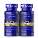 Puritan's Pride Premium Super Strength Melatonine 10mg Slaaphulp, Dieetsupplement voor geluid, rustgevende, & langere slaapondersteuning, 4 maanden Supply, 120 Rapid Release Capsules, 2 Pack (Verpakking mei Vary)