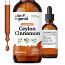 Wild & Organic Ceylon Cinnamon Extract Liquid Drops 500mg - Liquid Cinnamon Supplementen voor algemene ondersteuning - Cinnamomum Verum Bark Tinctuur - Vegan, Sugar & Alcohol-Free, Non-GMO - 2 fl oz