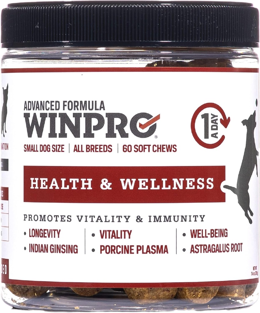 WINPRO Pet Health & Wellness Kauwt voor kleine honden, 60 Zachte Kauwen, Plasma Powered, Grain Free Supplement voor kleine honden Het verstrekken van vitaliteit en immuniteit steun