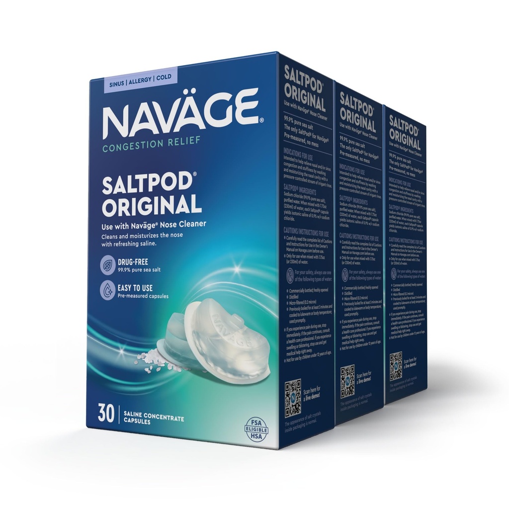 Navage SaltPod Bundle 3 30-Packs (90 SaltPods) - Navage Salt Pod Refills Only - Exclusief ontworpen voor het Nasal Nasal Irrigation System - Sinus Rinse en Saline Pods voor snelle en verzachtende verlichting