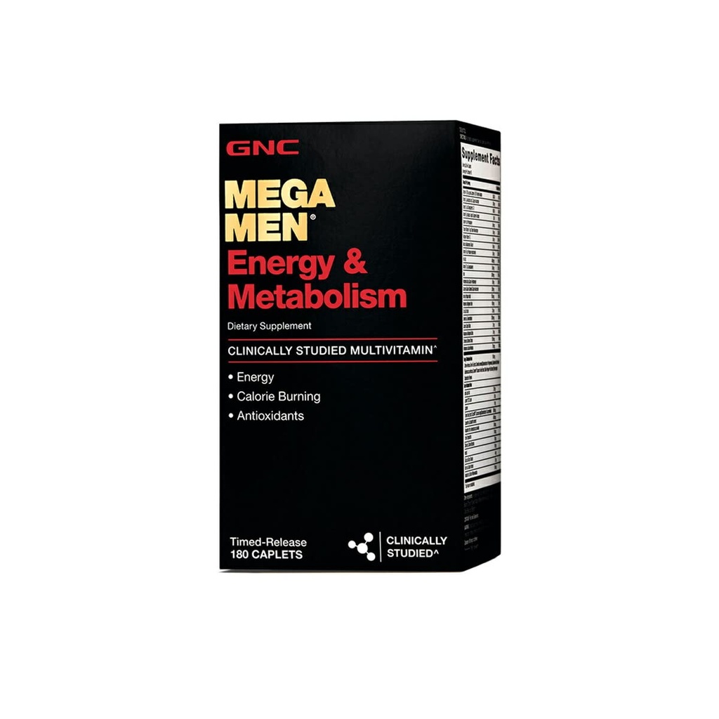 GNC Mega Mannen Energie & Metabolisme Multivitamine Verhoogd Energie en Calorie Branden 180 Aantal