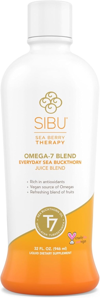 sibu Blend Sea Buckthorn Fruitsap - Omega 7 Sea Buckthorn Purée gemengd met gezonde fruitsap - Potent Omega 7 Supplement, 32 Ounces