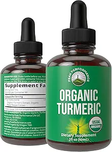 Kurkuma Curcumine met zwarte peper USDA Biologische Liquid Drops Vegan Extract voor vrouwen en mannen. voor Immune + Digestieve Ondersteuning. Hoge biologische beschikbaarheid Kruiden Tinctuur Supplement. Zero Sugar, glutenvrij