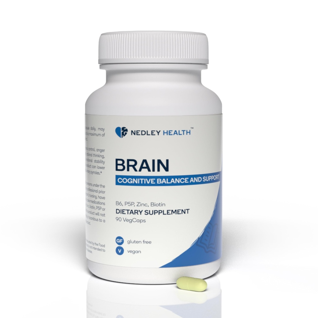 Brain - Balanced Neurotransmitter Support Supplement - Zink, B6, Biotine voor Cognitieve Functie - 90 Veggie Capsules (Brain)