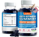 Stress Relief Gummies - 1500MG 5HTP met L-Theanine Gaba & L-Tyrosine - Ashwagandha Herbal Supplement ondersteunt intellectuele alertheid Veganistische Brain Mood Boost Supplementen voor kinderen & volwassenen Made in USA