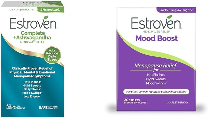 Estroven Complete Menopauze Relief + Ashwagandha 60 Ct & Estroven Mood Boost Menopauze Relief 30 Ct