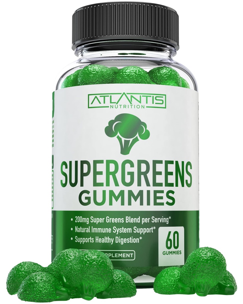 Atlantis Nutrition Supergreens Gummies - Daily Green Superfoods Supplement met