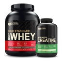 Optimale voeding 100% Gold Standard Wei Proteïne Poeder: Dubbele Rijke Chocolade (5 pond) met Micronized Creatine Monohydraat Poeder, Unflavored (120 porties) - Bundle Pack