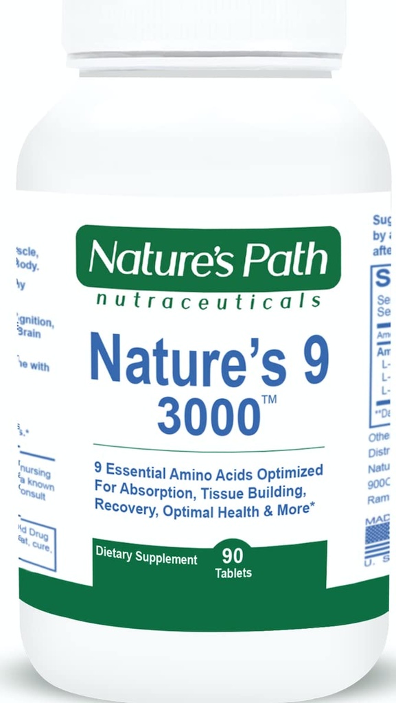 9 3000 Essentiële Aminozuren Supplement van de natuur, Beste EAA Aminozuur Complex Alle 9 Essentiële Aminozuur Pillen, Vegan Aminos 90 Pillen 1 Gram per Tablet