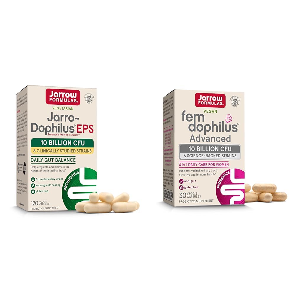 Jarrow Formules Probiotica Bundel met Jarro-Dophilus EPS 10 miljard CFU 120 capsules en Fem-Dophilus Advanced 10 miljard CFU 30 capsules