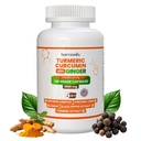 Kurkuma Curcumine Supplement met Gember, Ceylon Cinnamon en Black Pepper Complex 5 in 1 Formule, Curcuma Longa, Max Absorptie, 1000 mg, 120 Kruidenextract Capsules