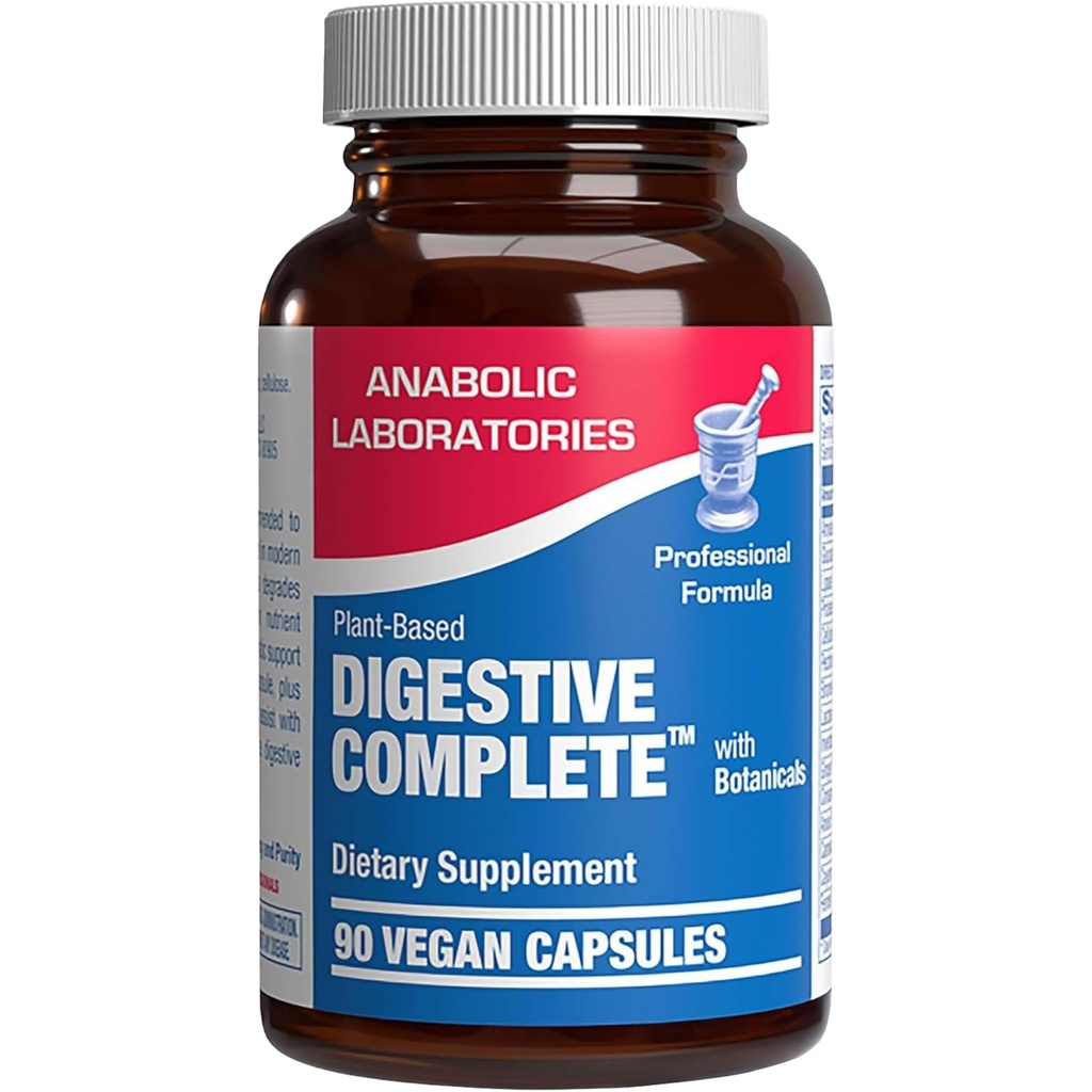 Multidigestieve enzymen supplement op basis van planten - klinisch samengesteld digestiesupplement met verzachtende kruiden en enzymen voor vrouwen en mannen voor eiwit Carb & vetdigestie Complete (90ct)