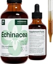 Echinacea 4 fl oz Liquid Extract - Organic Root, Leaf, Flower, Seed - Natural Herbal Supplement - Body, Immune System Support Tincture - High Potency Drops - 90-Day Supply - Family Size