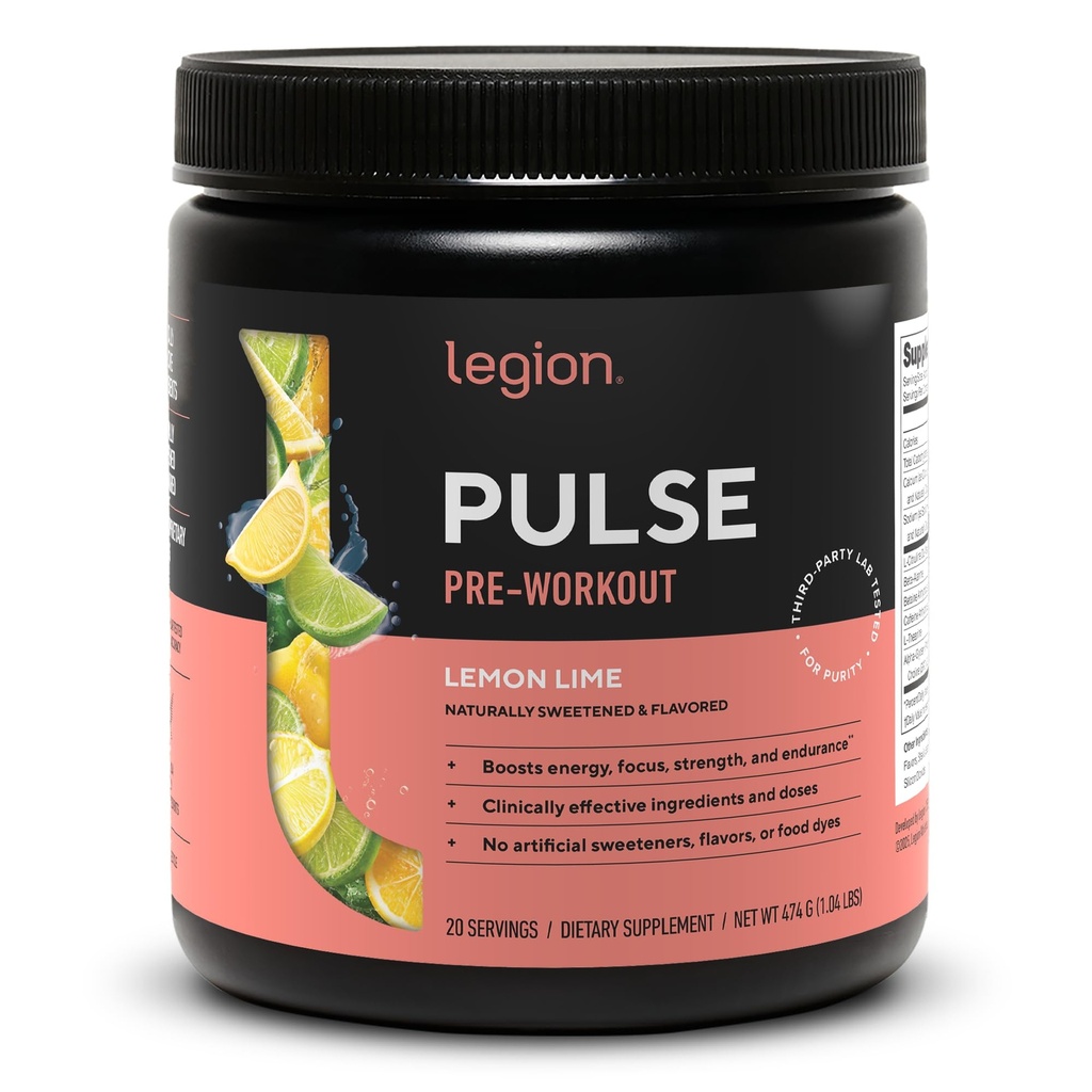 LEGION- Alle natuurlijke stikstofoxide Voorbewerking Drink om energie te stimuleren, Creatine Free, natuurlijk zoet, Beta Alanine, Citrulline, Alpha GPC (Citroen Lime)