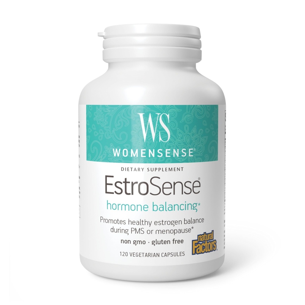 Natuurlijke factoren WomenSense EstroSense - Daily Hormonal Balance Support Supplement - Ondersteunt gezonde Menstration & Menopauze - Non-GMO Natural Supplement - 120 Vegetarische Capsules (60 Servers)