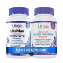 ULTALIFE mannen gezondheid Duo - 2 flessen - een prostaat ondersteuning complex met Saw Palmetto & Beta Sitosterol en een hoge bloeddruk supplement met Knoflook & Hawthorn Berry snelwerkende capsules voor mannen