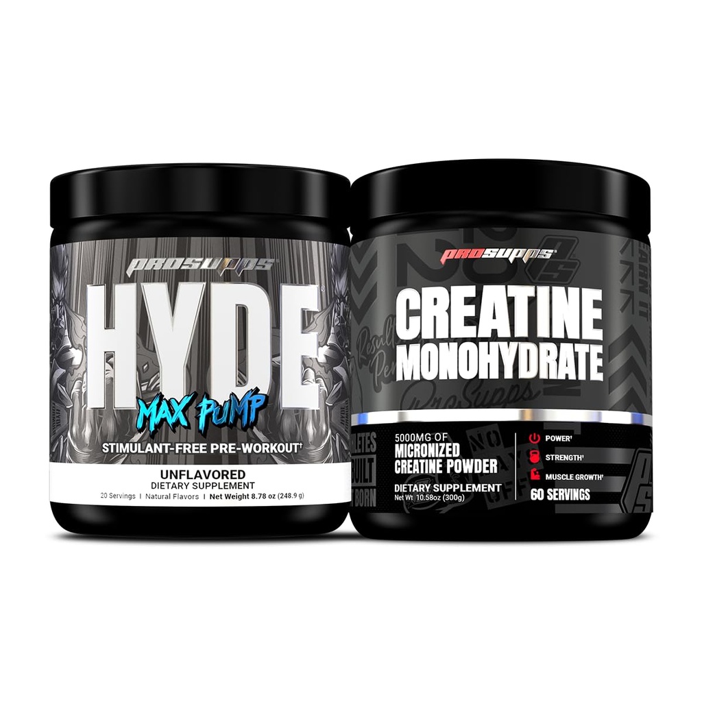 PROSUPPS Hyde Max Pump Stimulant-Free Pre-workout, Unflavored en Createine 300 Bundel