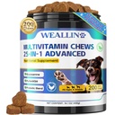 Hondenvitaminen - 25-in-1 Hondenvitaminen en -supplementen Multivitaminen met Glucosamine Probiotica Omega-3 Puppy Multivitamine Kauwbaar voor jas, hart, HIPS & gewrichten, spijsvertering & immuunsysteem 200 st
