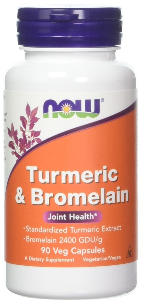 NOW Foods Kurkuma & Bromelaine, 90 plantaardige capsule (2 verpakkingen)