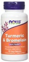NOW Foods Kurkuma & Bromelaine, 90 plantaardige capsule (2 verpakkingen)