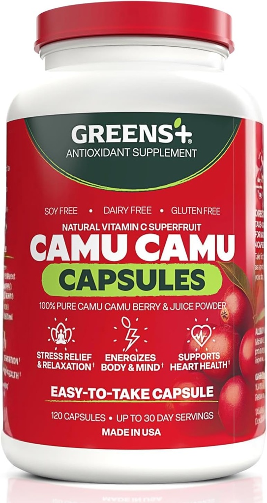 Greens+ SuperFruit supplement, Camu Berry met vitamines en mineralen, hoge ORAC antioxidanten, 400 mg natuurlijke vitamine C, 120 Veggie Capsules
