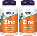 NOW Supplementen, Zink (Zinc Gluconaat) 50 mg, Ondersteunt Enzyme functies*, Immuun ondersteuning*, 250 tabletten (Pack of 2)