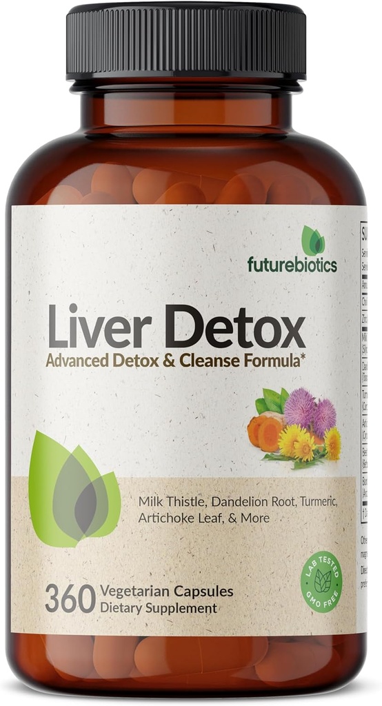 Futurebiotics Liver Detox Advanced Detox & Cleanse Formula ondersteunt gezonde leverfunctie met melkdistel, paardenbloemwortel, kurkuma Artichoke Leaf, & Meer, niet-GMO, 360 Vegetarische Capsules