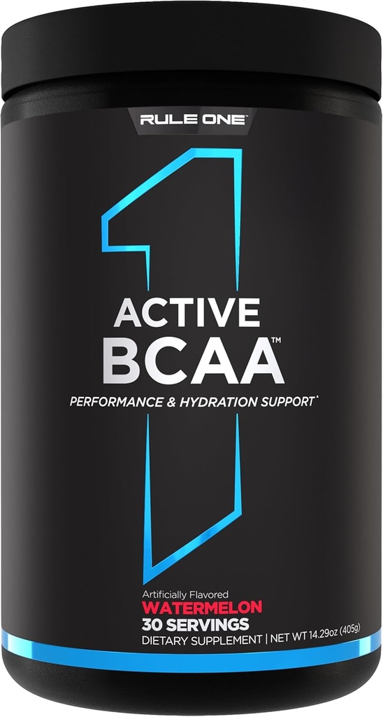 Regel 1 Actieve BCAA - Performance, Hydration, and Recovery Support with 5g BCAAs + Electrolytes, L-Glutamine, and Citrulline (30 Servings, Watermeloen)