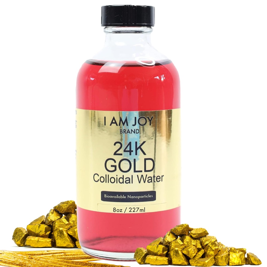 Ik ben blij: vloeibaar colloïdale goud 24k 99,99% Pure 100ppm Ruby Red Water Based Alle natuurlijke elektrolyse Grote 8oz glazen fles